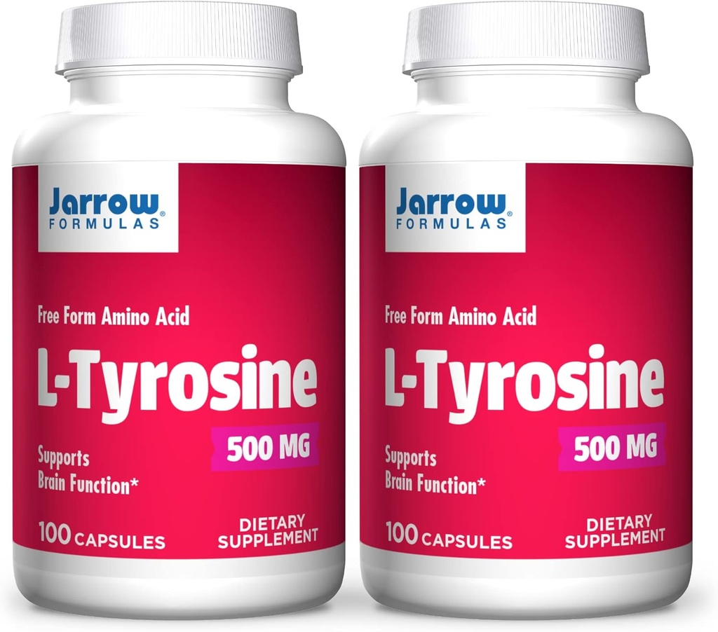 Fórmulas Jarrow L-Tyrosine 500 mg - 100 cápsulas - Soportes Función cerebral - Neurotransmisor cerebral Precursor - Forma libre Aminoácidos - Contiene Cristalina Pura L-Tyrosina - 100 Servimientos