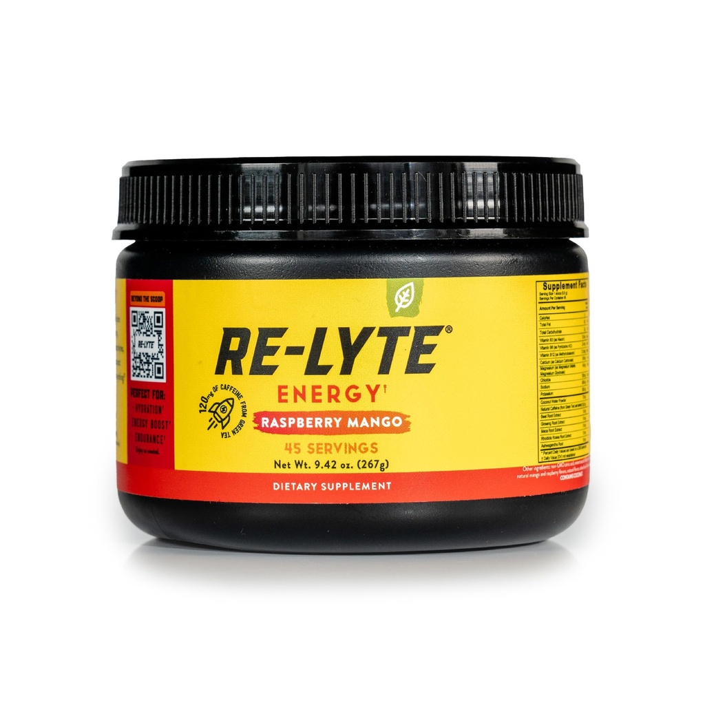 Redmond Re-Lyte Energy Electrolyte Mix, Raspberry Mango, 8.6oz Jar