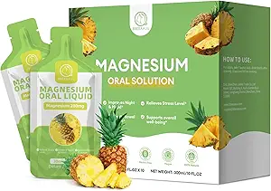 Citrato de magnesio Líquido (10 oz), Alta Absorción Cifra de magnesio Suplemento de Solución Oral con Bromelaina, Vitamina C D3 B6 Zinc for Night, Muscle &amp; Energy Support