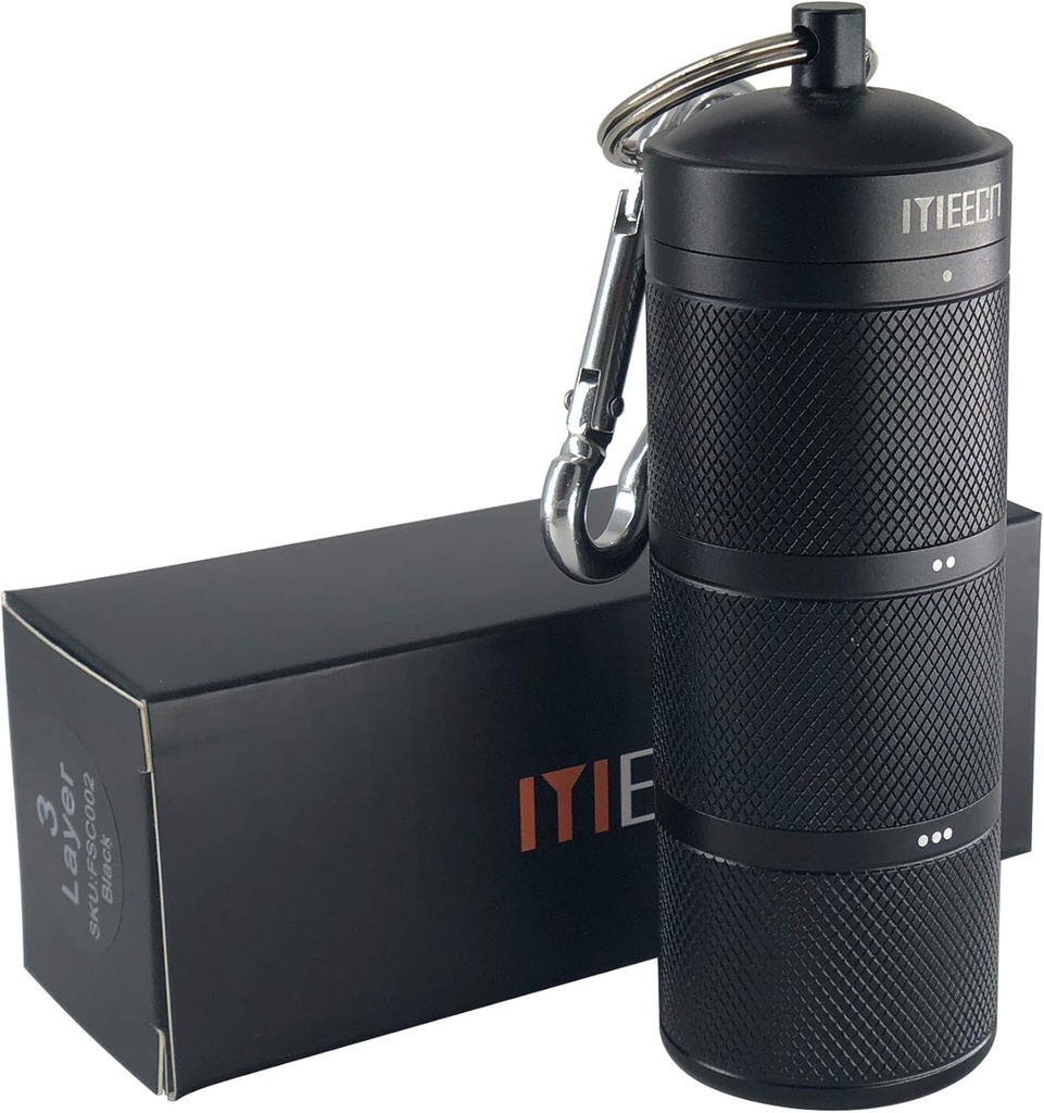 Tres grandes capas Organizador de píldoras, aluminio, dispensadores de metal, impermeable, puede almacenar pastillas cualquier tamaño, vitaminas, aceite de hígado de bacalao, suplementos y medicamentos (negro)