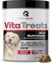 Vita Treats - Vitaminas y Suplementos de perros - Aceite de cáñamo para perros - Condroitina de Glucosamina para perros - Omega 3 Aceite de pescado para piel " - Probióticos - Suplemento Conjunto de perros - 120 Píldoras multivitamina de perros