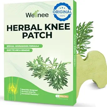 Wellnee Original Herbal Knee Patch - Wellknee Plaster para mango &amp; Muscle Pain - Maximum Strength for a Temporary Relief - Adhesive Hecho con hierbas naturales para el bienestar (10 Pads)