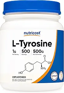 Nutricost L-Tyrosine Powder 500 gramos - Pure L-Tyrosine Powder 1000mg Por Serving