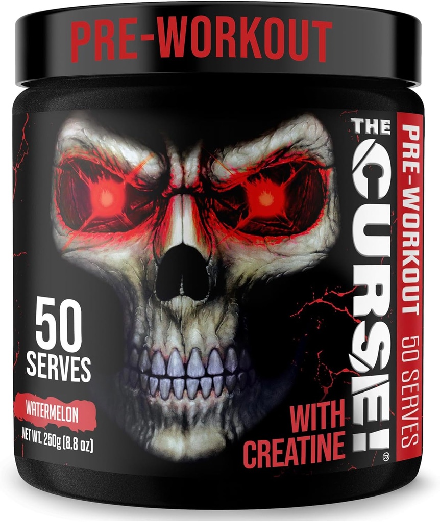 ¡JNX lanza la maldición! Pre Workout Powder for Men &amp; Women, Caffeine, Beta-Alanine, Creatine, L-Citrulline, 50 Servings, Watermelon Flavor – Boost Energy, Strength & Focus