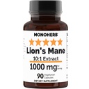 MONOHERB Lion’s Mane Mushroom 10:1 Extract - 1000 mg per Serving - Serving Size: 2 Capsules - 45 Servings per Bottle