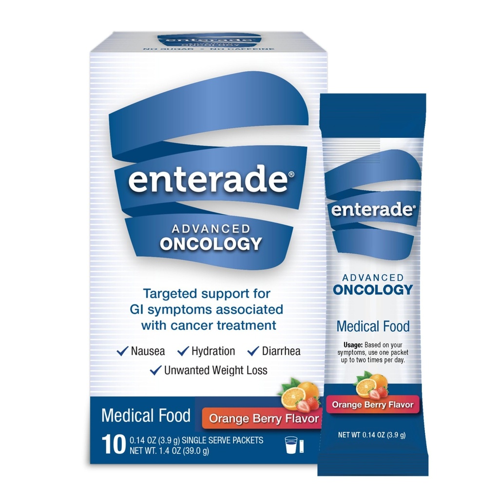 enterade Advanced Oncology Powder Packets, Orange Berry, 10 Packets | 10 Single-Servings