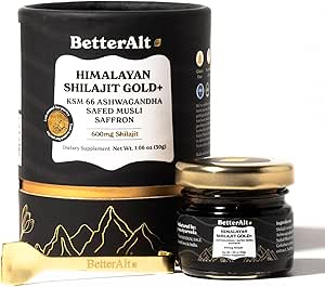 Better Alt Pure Himalayan Shilajit Gold+(30gm) PreviousEnhances Recovery " Boosts Strength resist16,000 ft Sourced Blend with Ashwagandha, Safed Musli,Gokshura habitShilajit gold for men ' las mujeres sometidasVegan " Lab Tested-600mg
