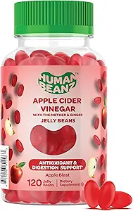 Manzana Cider Vinegar Jelly Bean Gummies con la madre y el jengibre, Suplementos dietéticos vegetarianos para hombres y mujeres, Asistencia sanitaria digestiva, 120 Manzana Blast Jelly Beans, Kosher
