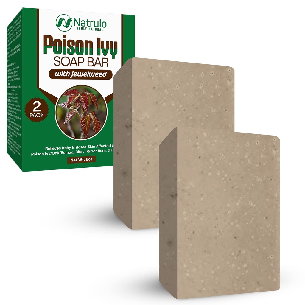 Natrulo Poison Ivy Soap Bar - All Natural Poison Ivy Treatment - Anti-Itch Skin Cleanser Bar for Poison Ivy, Poison Oak & Sumac - Removes Oils, Soothes & Relieves Rashes - 4 oz Bar Made in USA