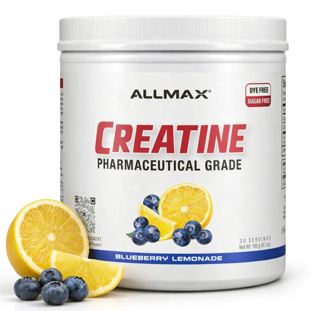 ALLMAX Creatine Monohydrate Powder, Micronized, Blueberry Lemonade, 190 g