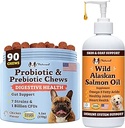 Natural Dog Company Wild Alaskan Salmon Oil " Probiotic Chews for Dogs Bundle: Salmon Oil " Probiotics - Healthy Skin and Coat and Digestive Health Combo for Dogs of All Breeds and Sizes