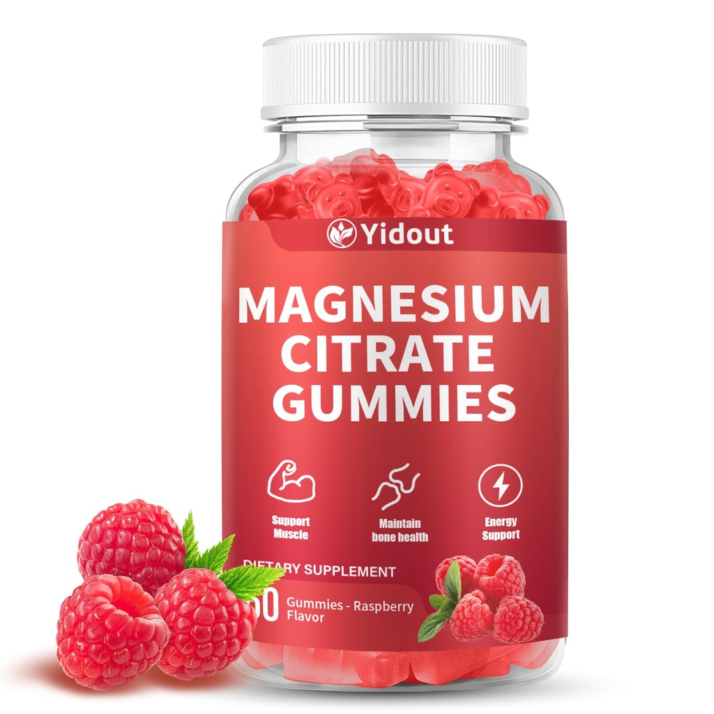 High Absorption Magnesium Gummies, Muscle Nerve Bone Heart Support, Raspberry 60 Count