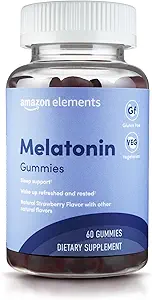 Elementos - Melatonin 10mg Gummies, apoya el sueño relajante, fresa, 60 Conde (antes Revly)