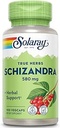 SOLARAY Schizandra 580 mg - Suplemento de Schisandra para la salud corporal y el bienestar - con Schisandra Berry - Proyecto no GMO Verificado, Vegan, Lab Verificado, Garantía de 60 días, 100 Servimientos