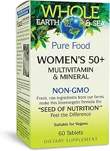 Factores naturales Toda la Tierra &amp; Mar Mujeres 50+ Multivitamínico, 1 Servir Contiene Equivalente a 1⁄2 lb de verduras, 60 Tabletas