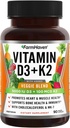 FarmHaven Vitamina D3 K2 Cápsulas - 5000 UI D3 y 100 mcg K2 - Cholecalciferol MK7 con frutas vegetales Blend - Vitamina D K2 Suplemento para el sistema inmunológico " Salud del corazón - Vegetariano, No GMO, 90 Cápsulas