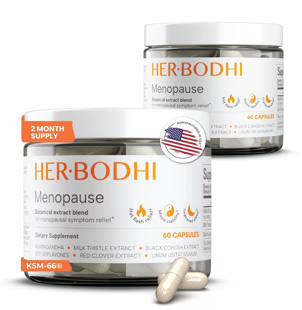 Menopause Hormonal Balance for Women, Estrogen Soy Isoflavones Menopause Suplemento para Mujeres, Ashwagandha, Black Cohosh Hot Flashes Menopause Relief, Night Sweats Relief 120Caps