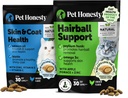 Cat Skin &amp; Coat Health &amp; Hairball Support Bundle: Omegas " Biotin Chews for Shiny Coat " Furball Remedy (Chicken 30-Day Supply)