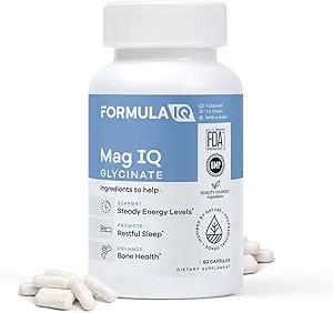 FIQ - Mag IQ Glycinate - Magnesium Bisglycinate Chelate TRAACS - High Absorption Magnesium Glycinate Suplemento - Sleep, Daily Energy, & Bone Wellness - 60 cápsulas