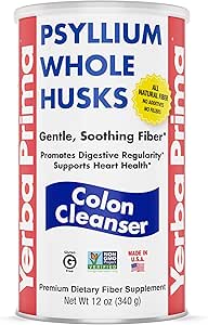 Yerba Prima Psyllium Whole Husk, 1 Botella 12 oz - Suplemento de fibra, Vegan, No Azúcar o Sweeteners artificiales, No GMO, Gluten Gratis