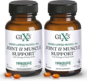 GLX3 Joint Support Extra Strength Omega-3 Supplement | Premium New Zealand Green Lipped Mussel Oil - Comfort, Flexibility, Muscle Recovery - ETA EPA DHA Omega 3 Capsules 2 Month
