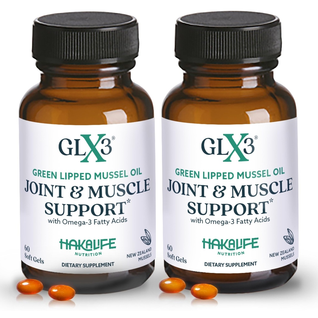 Soporte conjunto GLX3 Extra Strength Omega-3 Suplemento  Premium New Zealand Green Lipped Mussel Oil - Comfort, Flexibilidad, Muscle Recovery - ETA EPA DHA Omega 3 cápsulas 2 Mes