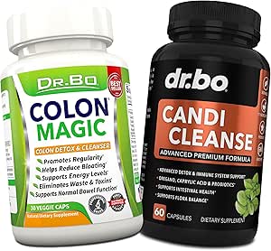 Colon Cleanse Candi Detox Fórmula - Natural Bowel Cleanser Pills for Intestinal Bloating & Anti Overgrowth Cleansing for Women &amp; Hombre - Daily Constipation Relief Supplement Gut Stomach Balance Control