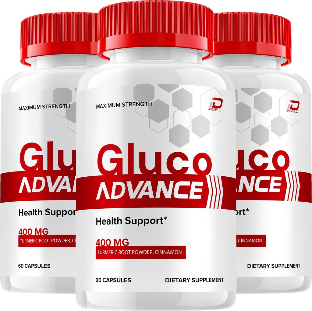 Gluco Advance Capsules – GlucoAdvanced Natural Blend Daily Health Supplement (3 Pack - 180 Capsules)