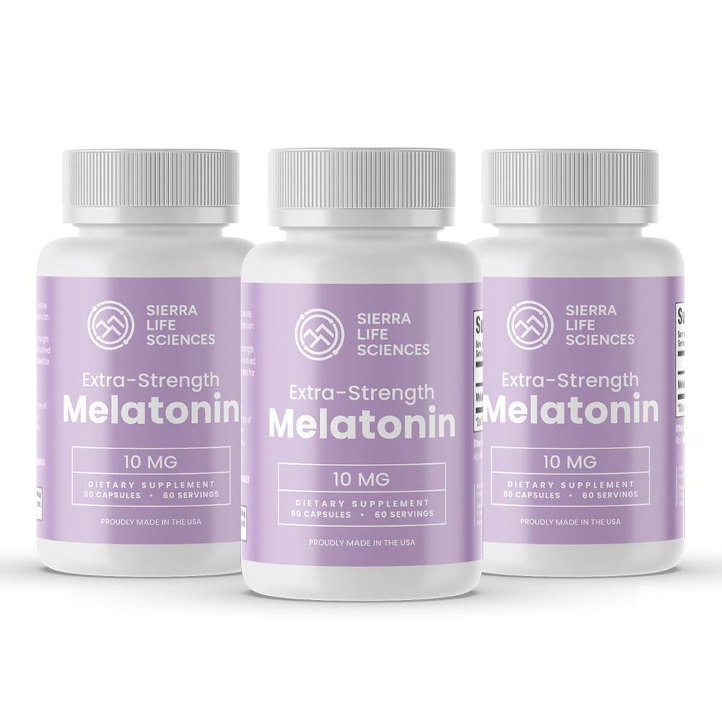 10 mg Extra Strength Dosage Melatonin in Easy-to-Swallow Capsules - 180 Servings