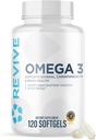 Revive MD Omega 3 Fish Oil Supplements for Men &amp; Women – Softgels with EPA & DHA Fatty Acids for Healthy Skin & Joints, Heart & Brain Support – Vegan-Friendly, Gluten-Free (120 Softgels, 60 Servings)