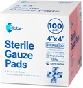 Globe 4’ x 4" Avanzadas de gaucho estéril para vestidos de sabueso durante 100-pack, Empaquetado individualmente ← 12-Ply Cotton &amp; Altamente absorbentes para la vida avanzada Gauze Sponge-Pads for Wound Care " Inicio Kits de primeros auxilios (4 x 4)