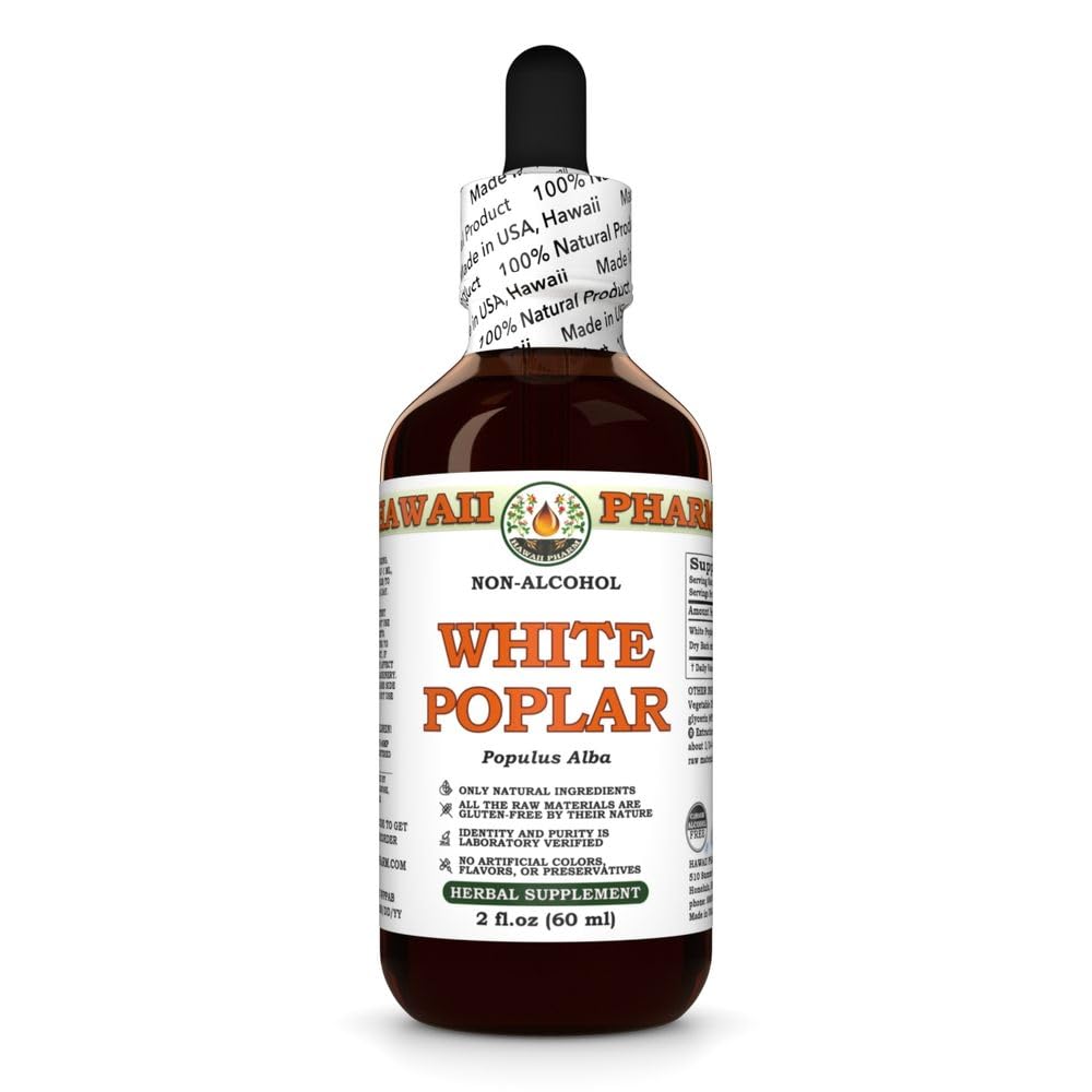 White Poplar (Populus Alba) Dry Bark Glycerite, All Natural, Vegan, Lab Tested Alcohol-Free Liquid Extract - 2 fl.oz