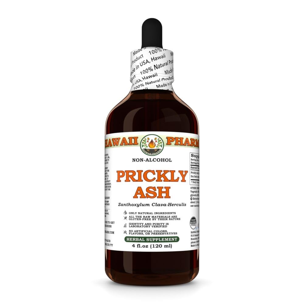 Prickly Ash (Zanthoxylum Clava-Herculis) Dry Bark Glycerite, All Natural, Vegan, Lab Tested Alcohol-Free Liquid Extract - 4 fl.oz