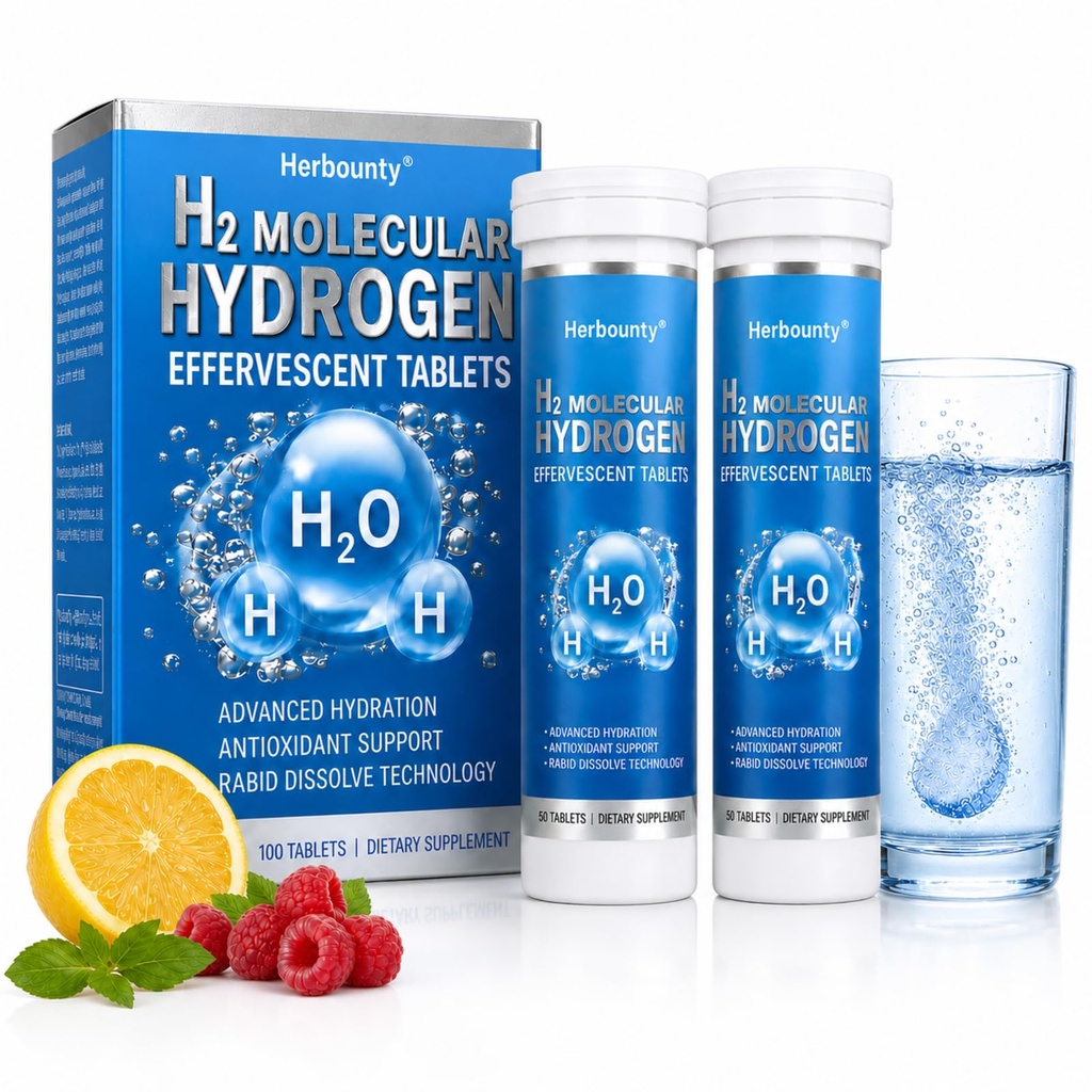 Molecular Hydrogen Tablets for Drinking Water, 16 PPM 100 Pcs H2 Supplement | Hydrogen Water Tablets with Magnesium, Rapid Dissolve, Support Daily Cellular Energy, Lemon & Mixed Berry Flavors