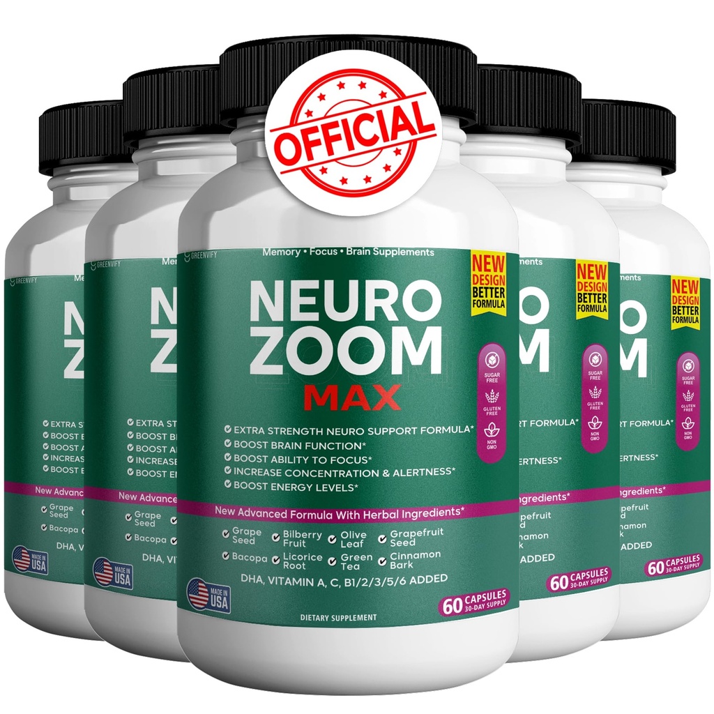 Neuro Zoom Max Extra Strength Brain Support with Herbal Ingredients, 60 Capsules (5)