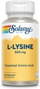 SOLARAY L Lysine 500 mg Capsules - Aminoácidos esenciales de formo libre Suplemento - Potente Wellness Soporte con L-Lysine Aminoácidos - Lab Garantía verificada, 60 días, 60 Servimientos, 60 VegCaps