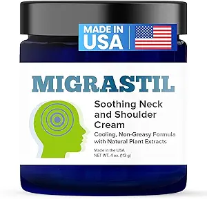 Básica Vigor Migrastil Soothing Neck " Crema del hombro - Acción rápida " Potente - Crema tópica no irritante (4 oz.) Made in The USA