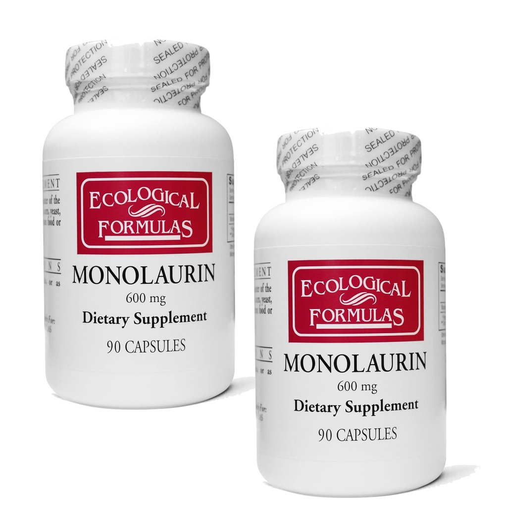 Fórmulas ecológicas 600 mg Monolaurin - Dos botellas selladas individualmente 180 conteo