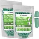 XPRS Nutra Vegan Tamaño 00 cápsulas separadas - 100 cápsulas de vacío premium de cuenta separadas en bolsas - 00 pastillas vacío para relleno de suplemento de bricolaje (verde de sabio)