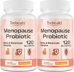 Suplementos de menopausia para mujeres, 120 Billones CFU Probiótico, 13-en-1 Herbs & Botánicos Complejo, para la menopausia hormonal, Flashes calientes, sudaderas nocturnas, mudas, trastornos del sueño, Vegan, 120 caps