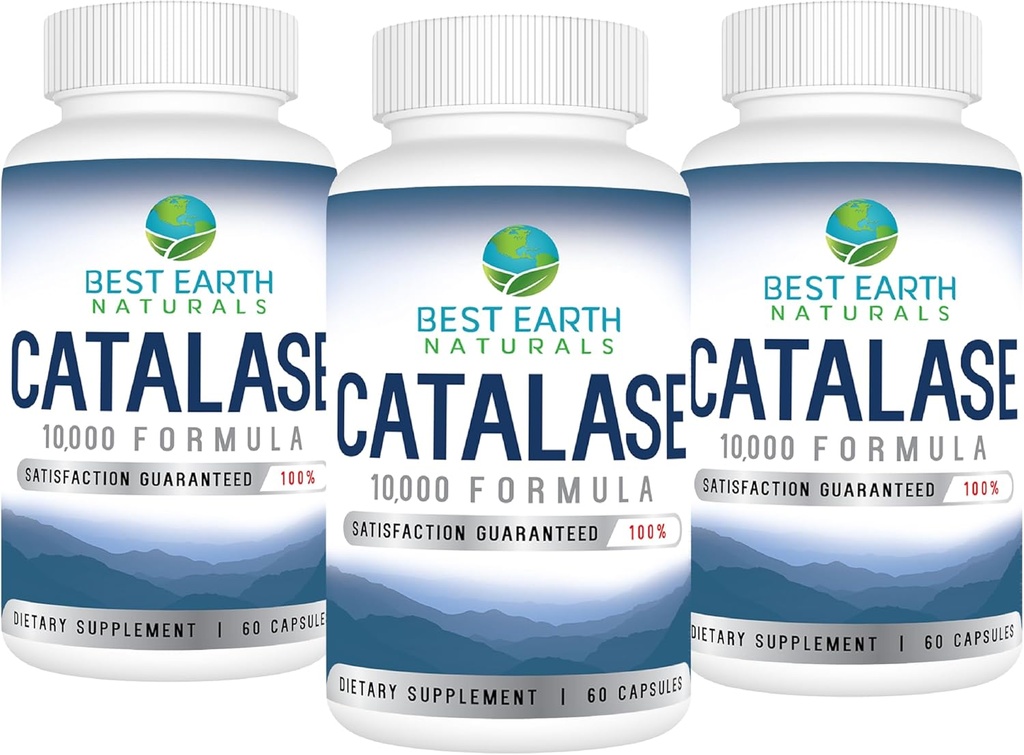 Best Earth Naturals Catalase Suplemento 10,000 con Saw Palmetto, Biotin, Fo-Ti, PABA - Suplementos para el cabello fuerte - 180 cápsulas - Pack de 3 (90-Day Supply)