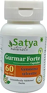 Gurmar Forte Capsules 500 mg. 60 Veg. Capsule | Gudmar (Gymnema Sylvestre) Extract Capsules for Men and women | Ayurvedic Herbal Supplement/Remedies | 10:1 Forte (1 Bottle of 60 Capsules)