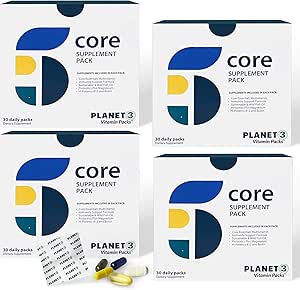Planeta 3 Paquetes de vitaminas, Vitaminas diarias para Hombres, Energía, Inmune &amp; Heart Support ¦ Multivitamin, Vitamina D, Omega 3, Probióticos, Biotina, B12 &amp; Más