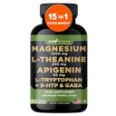 Gade Nutrition Magnesium Glycinate & Magneisum Supplements with Apigenin, L Theanine 200 mg, 5 HTP, GABA Calm Brain Booster Supplement Sleep Aid Ashwagandha L Tryptophan Chamomile