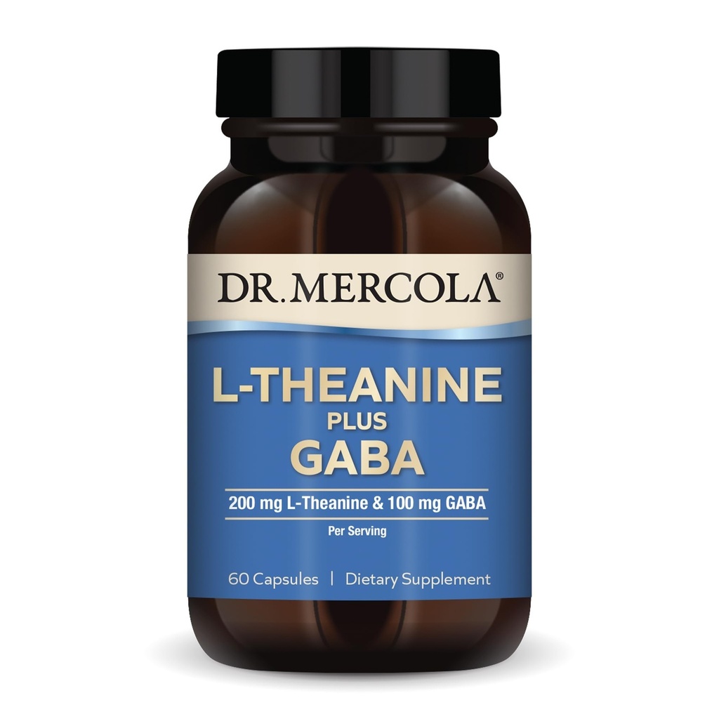 Dr. Mercola L-Theanine Plus GABA, 60 capsules, Non-GMO, Gluten Free, Soy Free