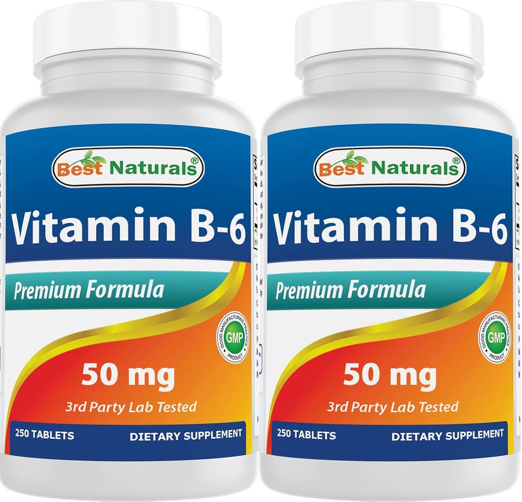 Mejores Naturales Vitamina B6 50 mg 250 Tabletas (250 Cuenta (Pack de 2))