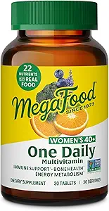 MegaFood Women's 40+ One Daily Multivitamin for Women - with Vitamin B12, B6, C, D, Zinc & Iron – Plus Real Food - Immune Health - Non-GMO - Vegetarian - 30 Tabs
