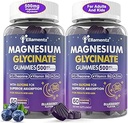 Magnesium Glycinate Gummies 500mg/250mg for Adults Kids Teens, Sugar Free Magnesium Calm Sleep Aid, Kids Sleep Gummies with L-Theanine Glycine B6 for Sleep, Calm, Muscle,Relax Brain,No Melatonin,2Pack