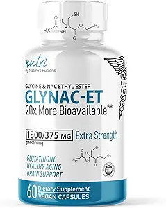 Fusiones de la naturaleza NAC Ethyl Ester + Glycine - Extra Strength 375mg - NACET 1800mg - 20x Más Bioavailable Than GlyNAC - N-acetylcysteine - Anti Aging Suplemento, Boost Glutathione (60 cápsula)