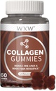 WXW Hidrolyzed Collagen Peptides Gummies for Women, Non-GMO Anti-Aging Fórmula con Biotin, Zinc, Vitaminas C &amp; E para el cabello, la piel y los clavos.